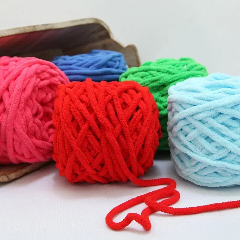 100g Chenille Knitting Yarn – Soft Thick Cotton Ice Strip Wool for DIY Hand Knitting Scarves & Crafts
