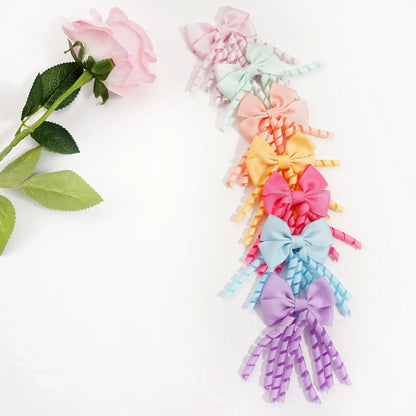 10pcs (5 Pairs) Baby Girls Hair Clips with 2.5" Grosgrain Ribbon Curly Korker Bows Hairpins