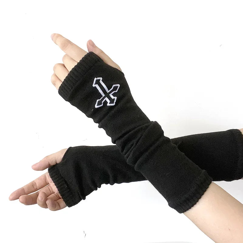 Warm Knitted Long Fingerless Gloves – Striped Elbow Mittens for Women, Fashion Christmas Gift