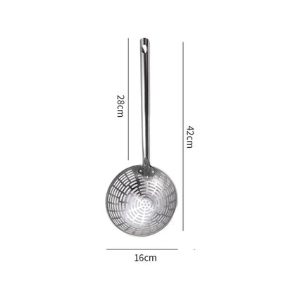 Stainless Steel Colander with Long Handle – Oil Frying Food Net Sieve & Leaky Spoon Kitchen Tool for Cooking