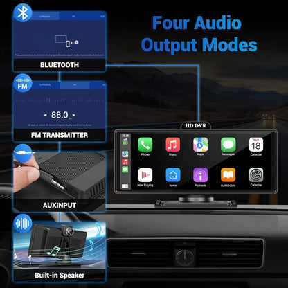 11.26-Inch 4K Dash Cam – Wireless CarPlay & Android Auto, Dual Lens DVR, Bluetooth Audio, GPS Navigation Video Recorder
