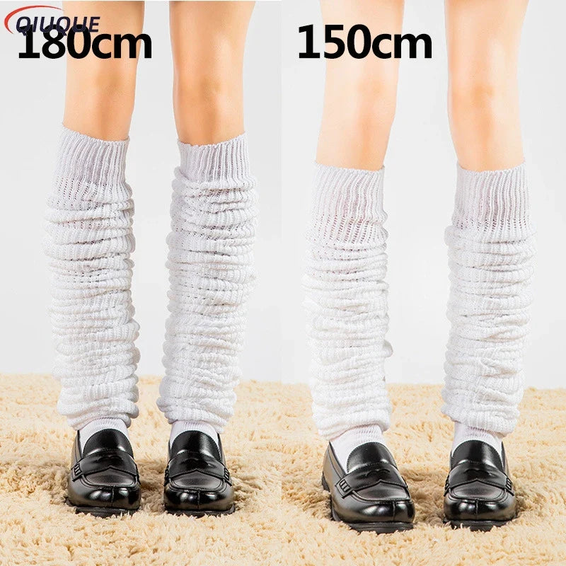 White & Black Loose Slouch Socks – JK Uniform Cosplay Leg Warmers for Women & Girls