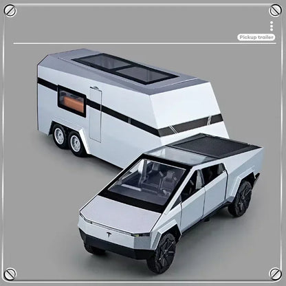 1:32 Tesla Cybertruck Diecast Alloy Model Car with Sound & Light – Off-Road Truck Toy Gift for Kids with Carrying Suitcase