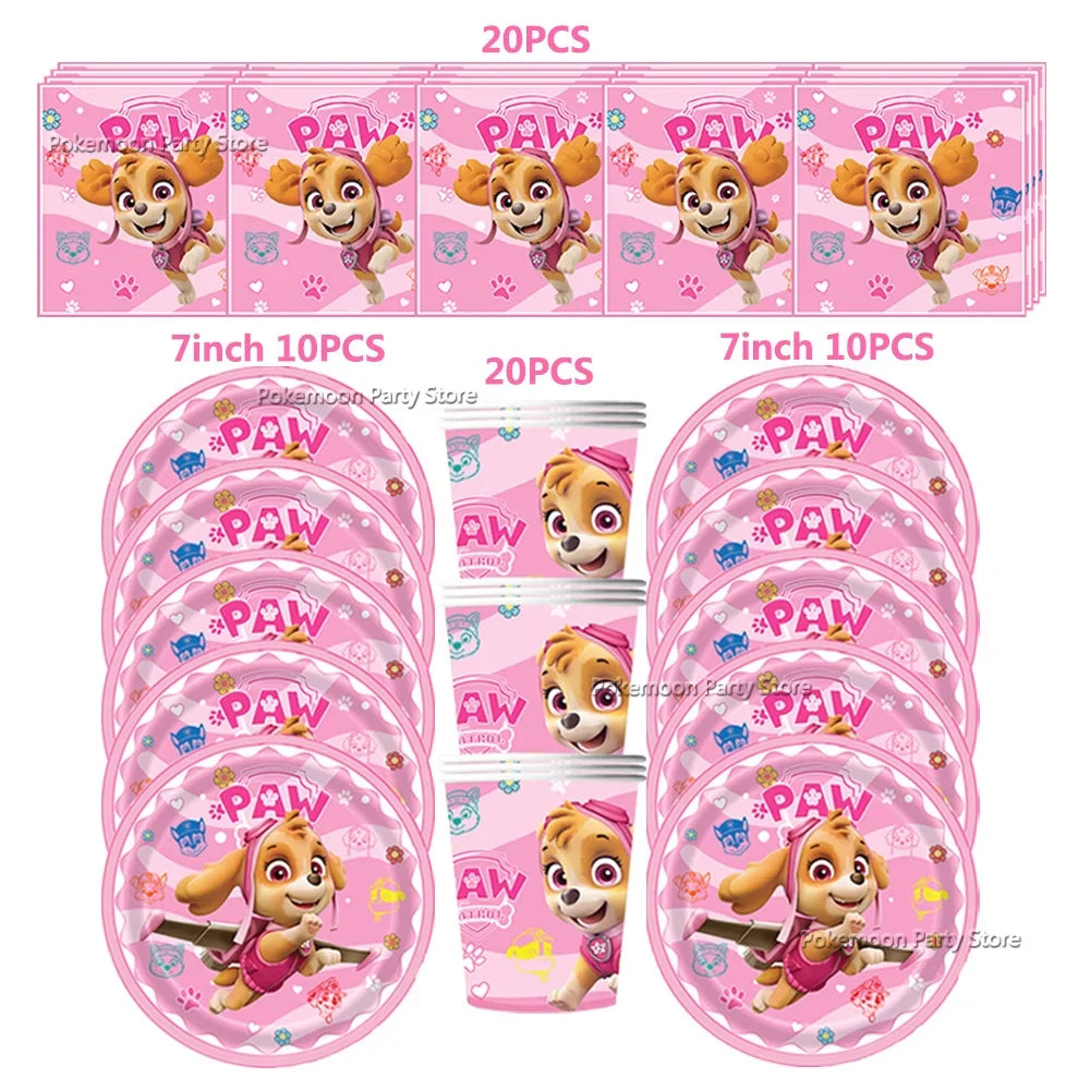 Paw Patrol Kids Birthday Party Supplies Set – Cups, Plates, Napkins, Gift Bags & Cake Toppers Decorations Kit