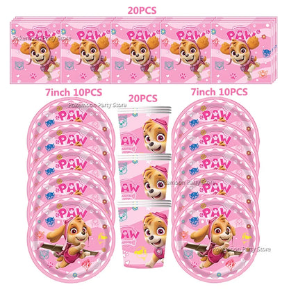 Paw Patrol Kids Birthday Party Supplies Set – Cups, Plates, Napkins, Gift Bags & Cake Toppers Decorations Kit