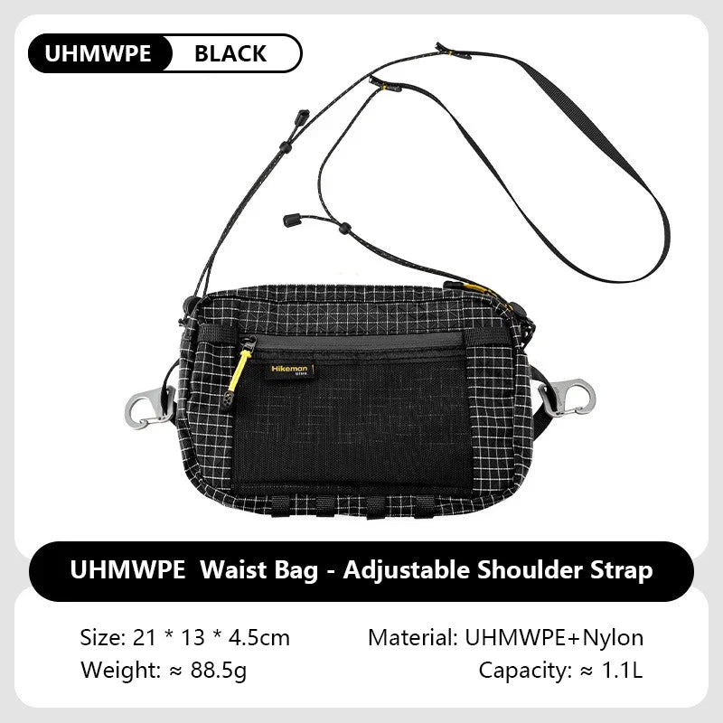 Dyneema Fiber Waist Pack - 1.1L Ultralight Waterproof Multi-Pocket Bag for Cycling, Running, Hiking & Camping