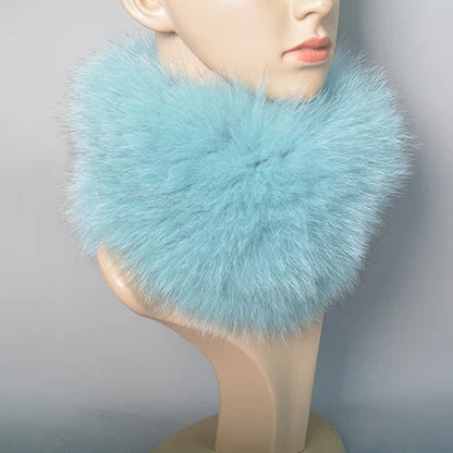 2025 Real Fox Fur Scarf and Headband – Luxury Winter Neck Warmer for Women, 100% Natural Fur, Elastic Ring Muffler