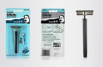 Gillette Super Blue Straight Razor for Men - Stainless Steel Razor Blades for Safe Shaving and Beard Care