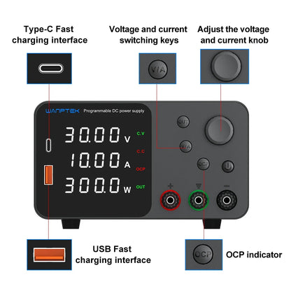 Lab Bench Switching Power Supply – Adjustable 30V 10A, 60V 5A, 120V Digital Voltage Stabilizer for Laboratory
