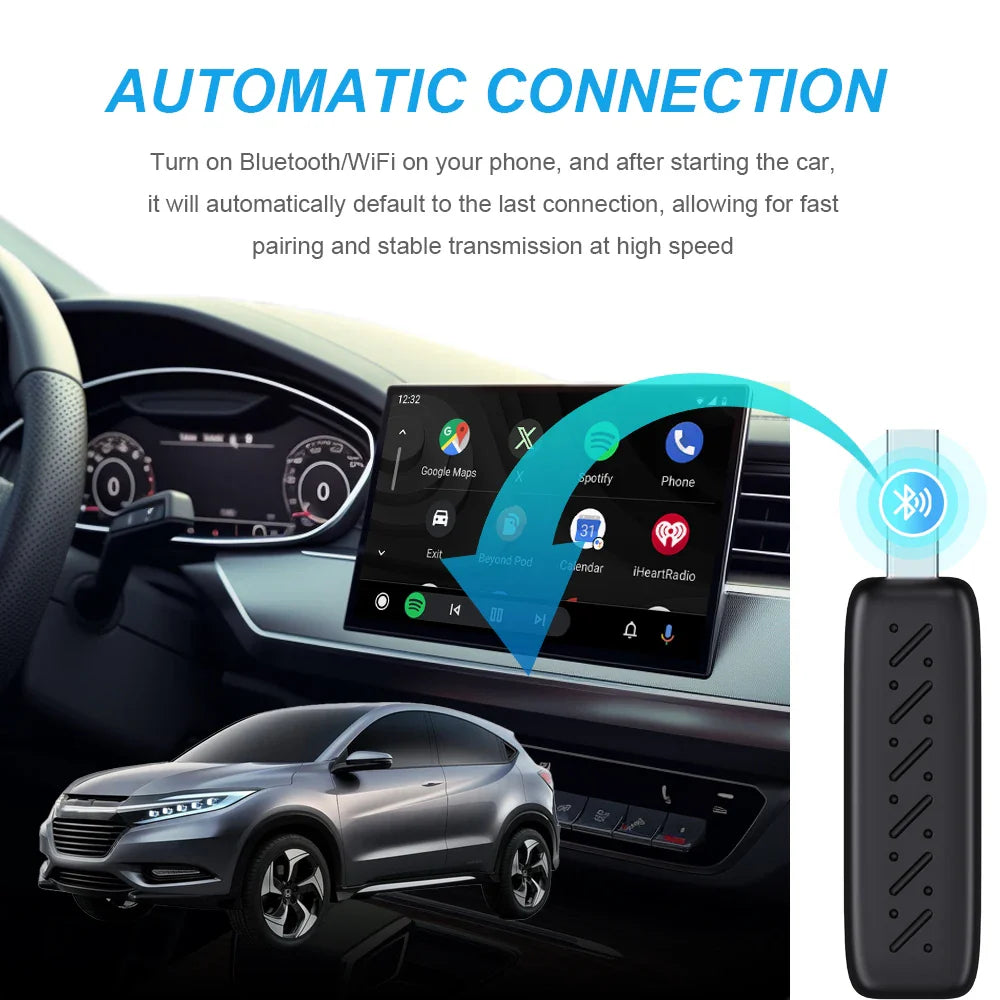 2 in 1 Wireless CarPlay & Android Auto Adapter – Wired to Wireless Dongle, Bluetooth Plug & Play Mini Box