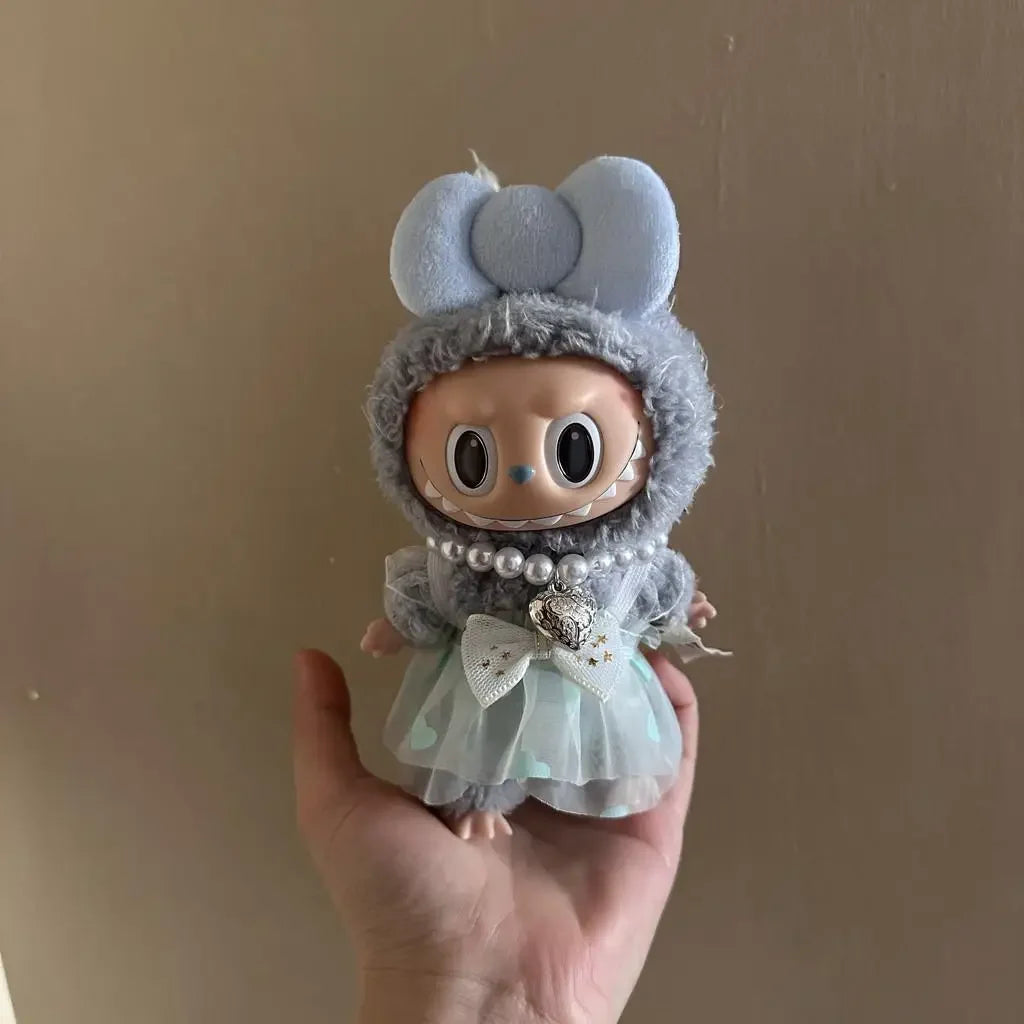 17cm Mini Plush Doll Outfit — K-Pop EXO Labubu Idol V2 Bow Princess Dress Accessories for Gift