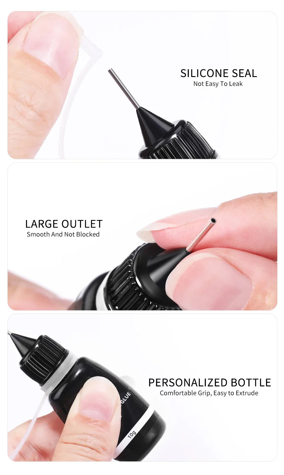 BORN PRETTY 10g Gel Nail Glue for Rhinestones - Super Adhesive, No Wipe Nail Gem Glue for 3D Crystals, Beads, Diamonds & Stickers