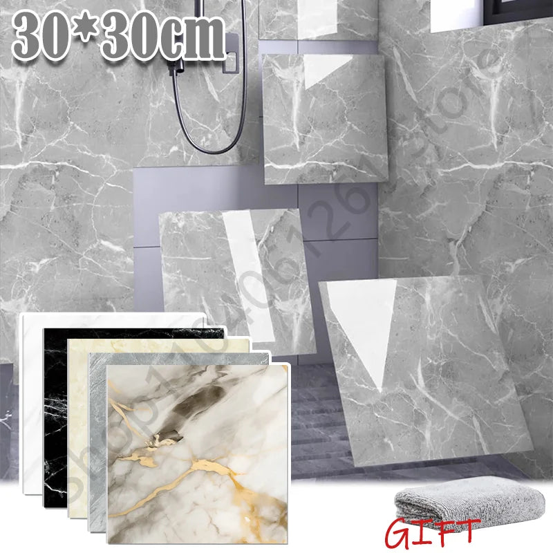 PVC Marble Wall & Floor Stickers - Waterproof Self-Adhesive Tile Decor for Kitchen & Bathroom