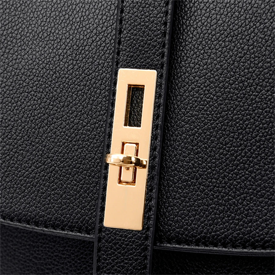 Luxury Leather Backpack for Women - Vintage Black Daypack, Casual School Bag for Girls, Mochila Rucksack Style