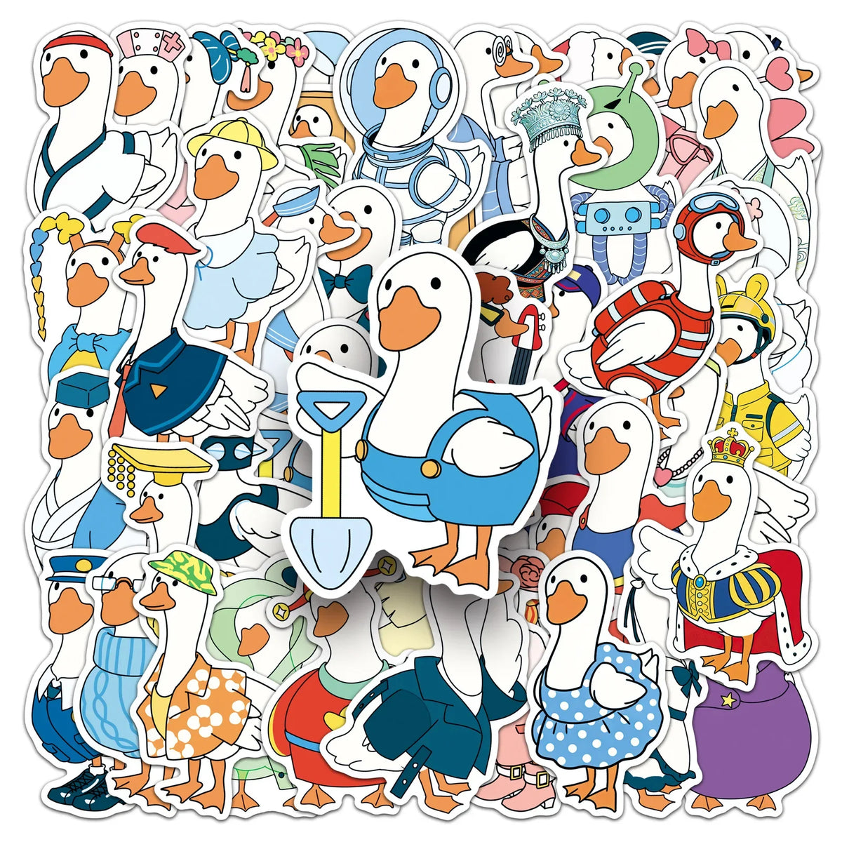 50PCS Cartoon Goose Stickers - Cute Waterproof Animal Decals for Water Bottles, Laptops, Skateboards & Luggage