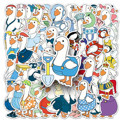 50PCS Cartoon Goose Stickers - Cute Waterproof Animal Decals for Water Bottles, Laptops, Skateboards & Luggage