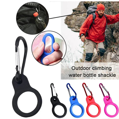Aluminum Sports Kettle Buckle – Outdoor Carabiner Water Bottle Holder with Rubber Hook for Camping & Hiking