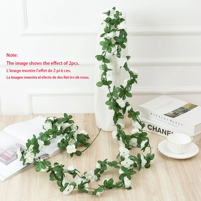 Artificial Flowers Vine Set - 1pc Vine with 45pcs/69pcs Roses for DIY Wedding Decoration, Fake Flower Home Decor, Wall Hanging Garland, and Room Plants