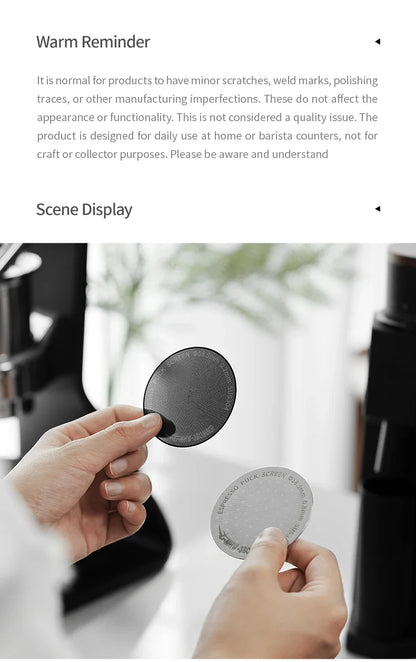 MHW-3BOMBER Espresso Puck Screen – 51/53/58.5mm Reusable Stainless Steel Coffee Filter, 0.8/0.2mm Thickness Coffee Tool