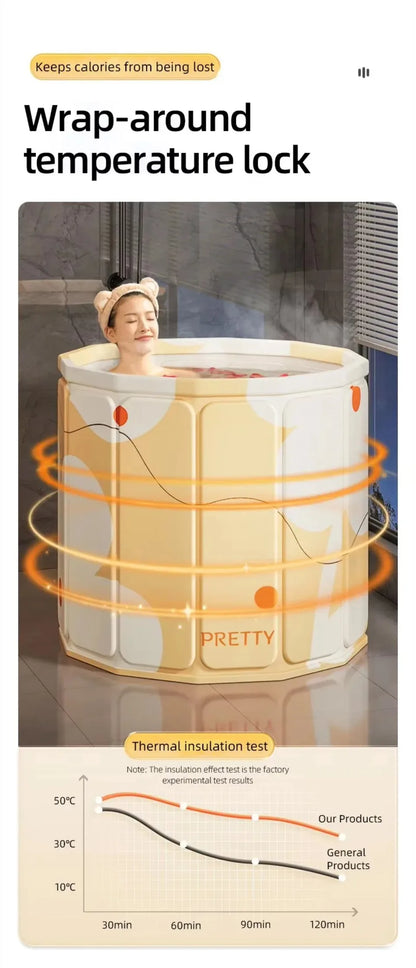 Foldable Portable Bath Tub - Thickened Full Body Bath Bucket for Children & Adults, Long-Term Temperature Lock