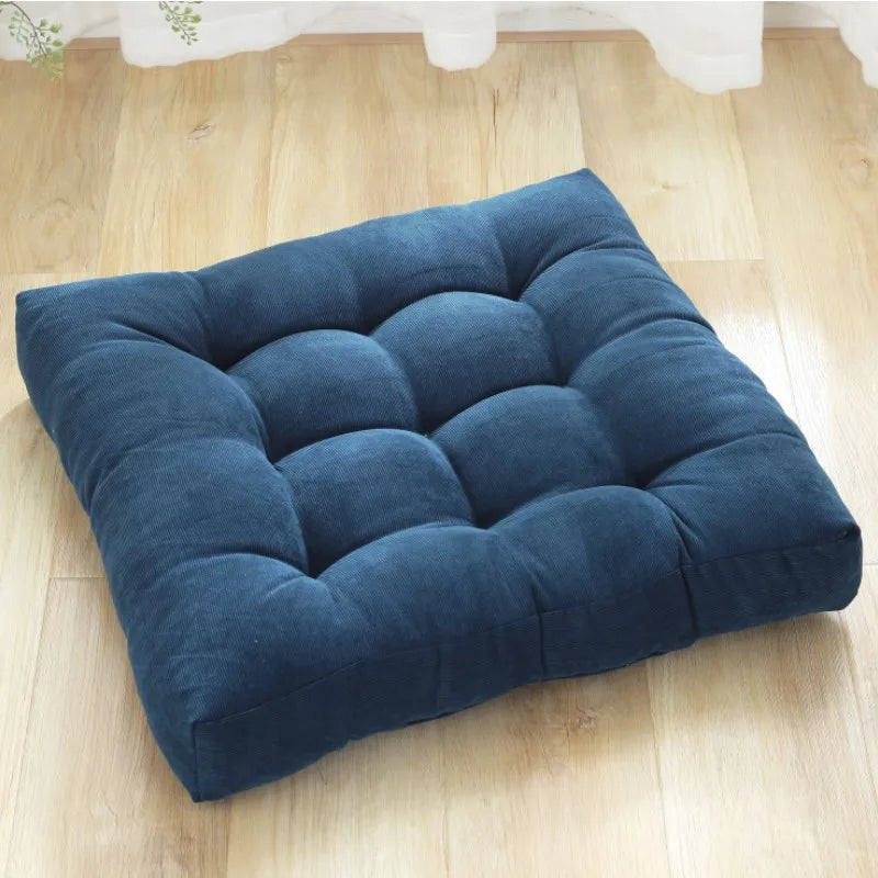 Square Floor Pillow Cushion – Thick Tufted Seat Pad for Meditation, Yoga, Kneeling, and Balcony Seating