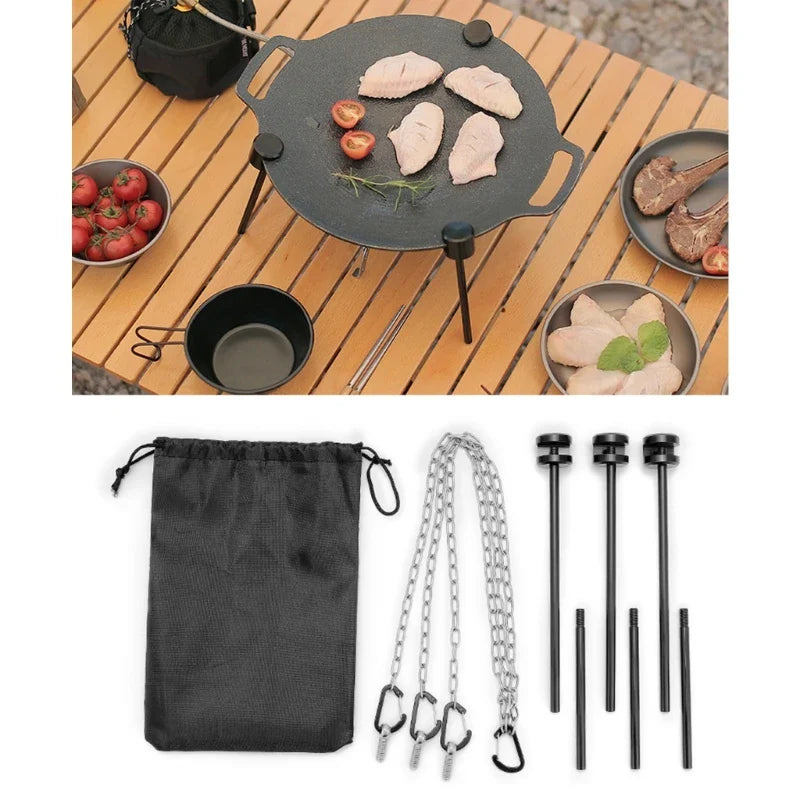 Detachable Grill Tripod Stand : Aluminum Alloy Vertical Barbecue Bracket for Outdoor Griddle Grill - Portable BBQ Accessory