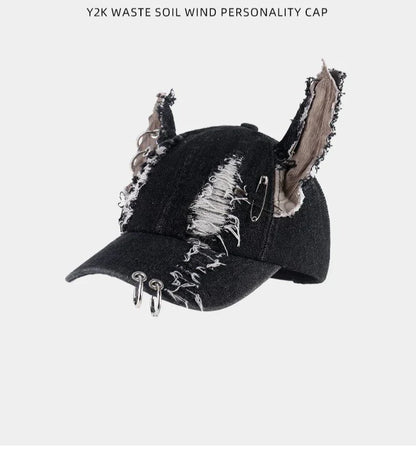 NEW Y2K Hot Girl Graffiti Baseball Cap – Rabbit Ears Cowboy Hip Hop Hat for Men & Women, Party Team Style