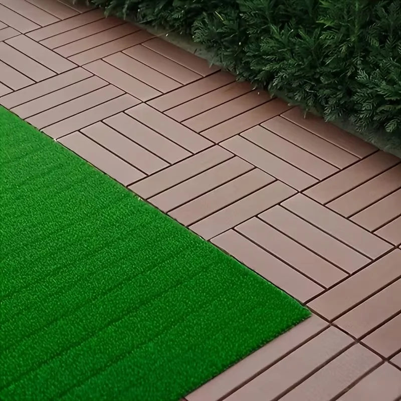44-Piece Interlocking Patio Deck Tiles - 12x12in Weatherproof Wood-Look Snap-Lock Flooring for Balcony, Garden & Pool