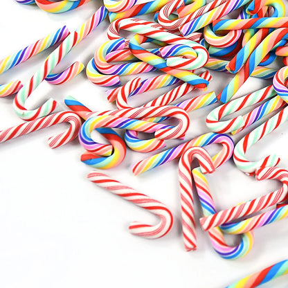 10/30/50pcs Mini Candy Cane Ornaments – Red & White Resin DIY Christmas Decorations for Home & New Year 2025