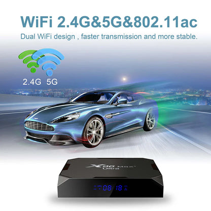 X96 Max Plus Ultra TV Box — Android 11 Amlogic S905X4 4GB RAM 32GB Storage, 8K AV1 WiFi Bluetooth Media Player