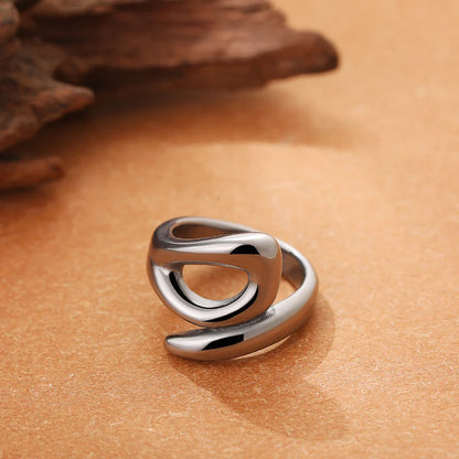Vintage Stainless Steel Chunky Ring – Punk Irregular Adjustable Open Ring for Women, Wedding Jewelry Gift