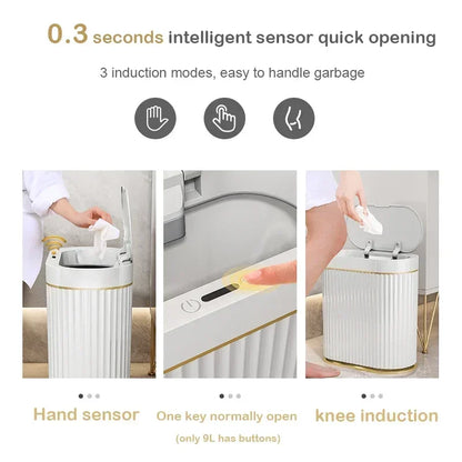 Smart Sensor Narrow Wastebasket - Automatic Dustbin for Bathroom and Kitchen, Sleek Garbage Bucket for Toilet Trash, Essential Home Accessories