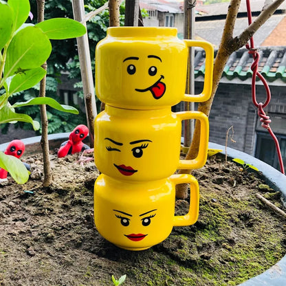 Smile Cartoon Ceramic Mug - Cute Funny Expression Coffee, Milk & Tea Cup for Kids & Home