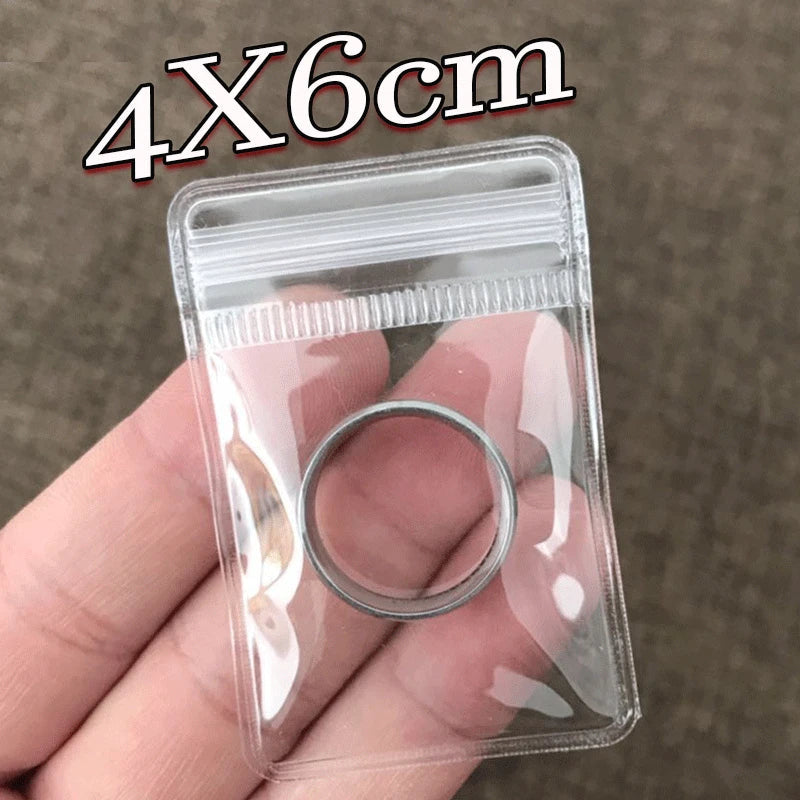 10/100pcs Thick PVC Jewelry Bags — Transparent Self-Sealing Pouches for Storage, Display & Anti-Oxidation Protection