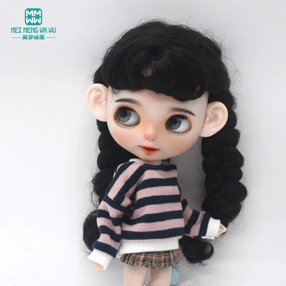 Blythe Doll Clothes – Fashion Tops, Black & White Shirts with Jeans & Plaid Pants for Azone OB22/OB24 Dolls
