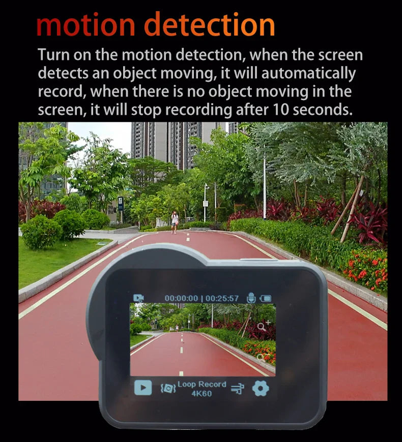 VIRAN V10 5K Waterproof Action Camera with 2" Touch LCD, Electronic Image Stabilization, Dashcam & Motion Detection
