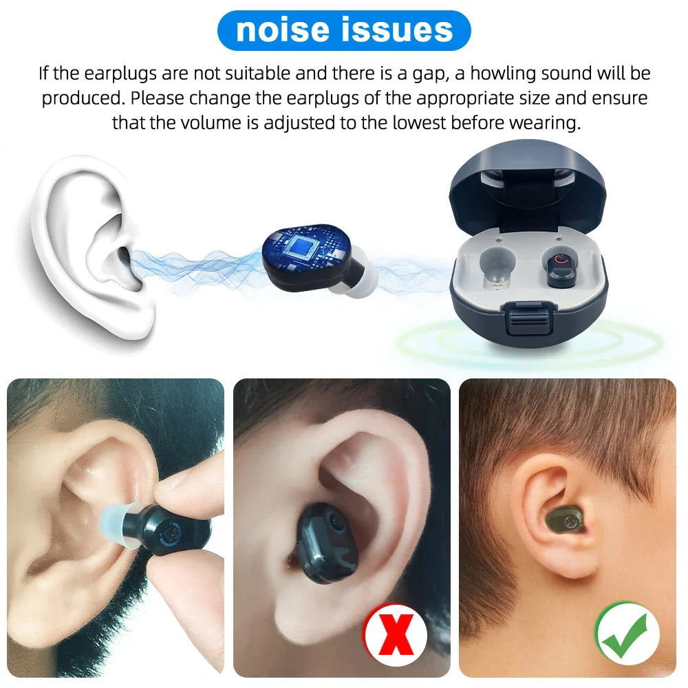 USB Rechargeable Hearing Aids: Invisible New Design for Deaf Assistance - Ideal Gift for Parents