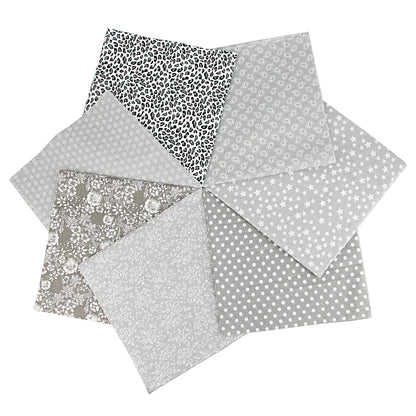 7 Piece 25x25CM Cotton Craft Fabric Squares - DIY Bundle for Patchwork, Quilting, Sewing, and Scrapbooking
