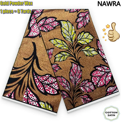 2026 African Grand Golden Wax Fabric - Soft Pink Flash Gold Ankara Batik Pagne