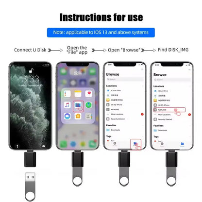 USB 3.0 OTG Adapter for iPhone & iPad – Lightning to USB 3.0 for iOS 13 and Above