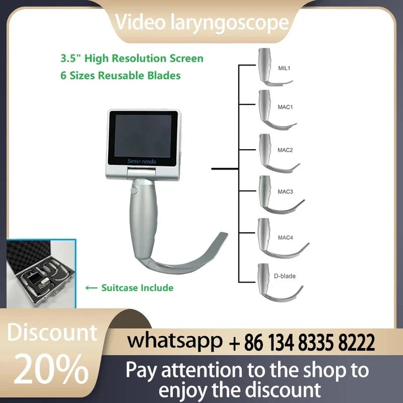 3.5-Inch Touch Screen Video Laryngoscope with Reusable Sterilizable Blades – Digital Laryngoscope, Mexico Warehouse Delivery