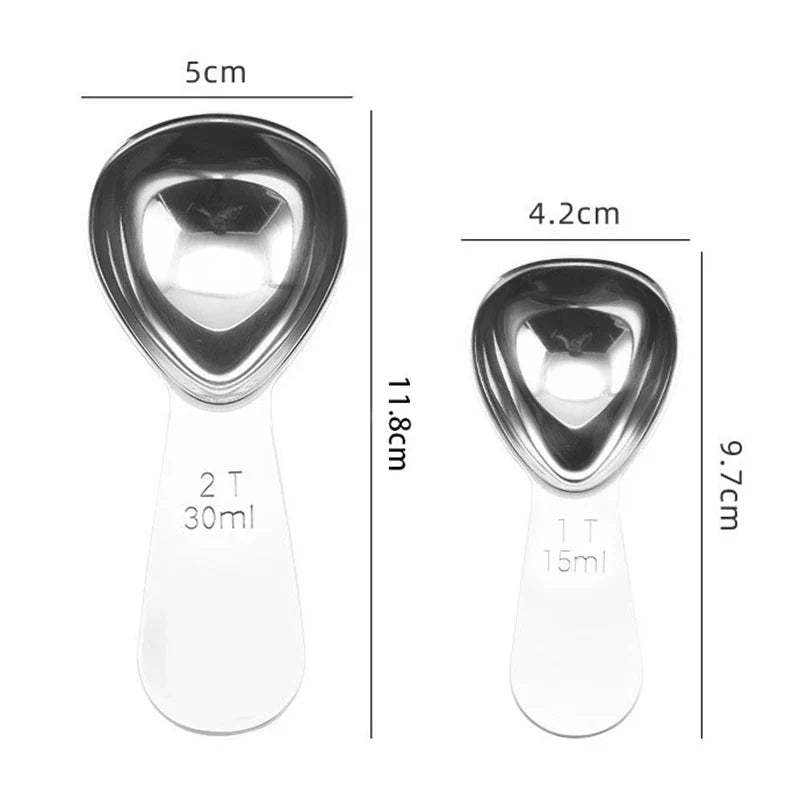 Stainless Steel Coffee Measuring Spoons — Graduated 15ml & 30ml Scoop for Beans, Tea, Sugar & Barista Tools