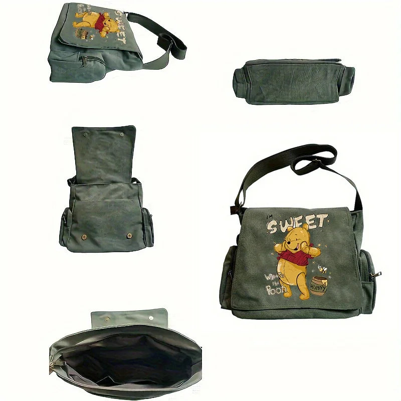Vintage Disney Winnie the Pooh Women’s Shoulder Bag – Large Capacity Canvas Crossbody & Messenger Laptop Bag