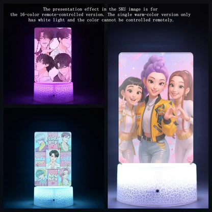 K-Pop Demon Hunters LED Night Light – Zoe, Mira, Rumi, Saja 16-Color Remote Control