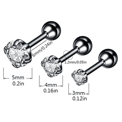20G Titanium Stud Earrings – Hypoallergenic Tiny Cubic Zirconia Screw Back Cartilage & Tragus Piercing Jewelry