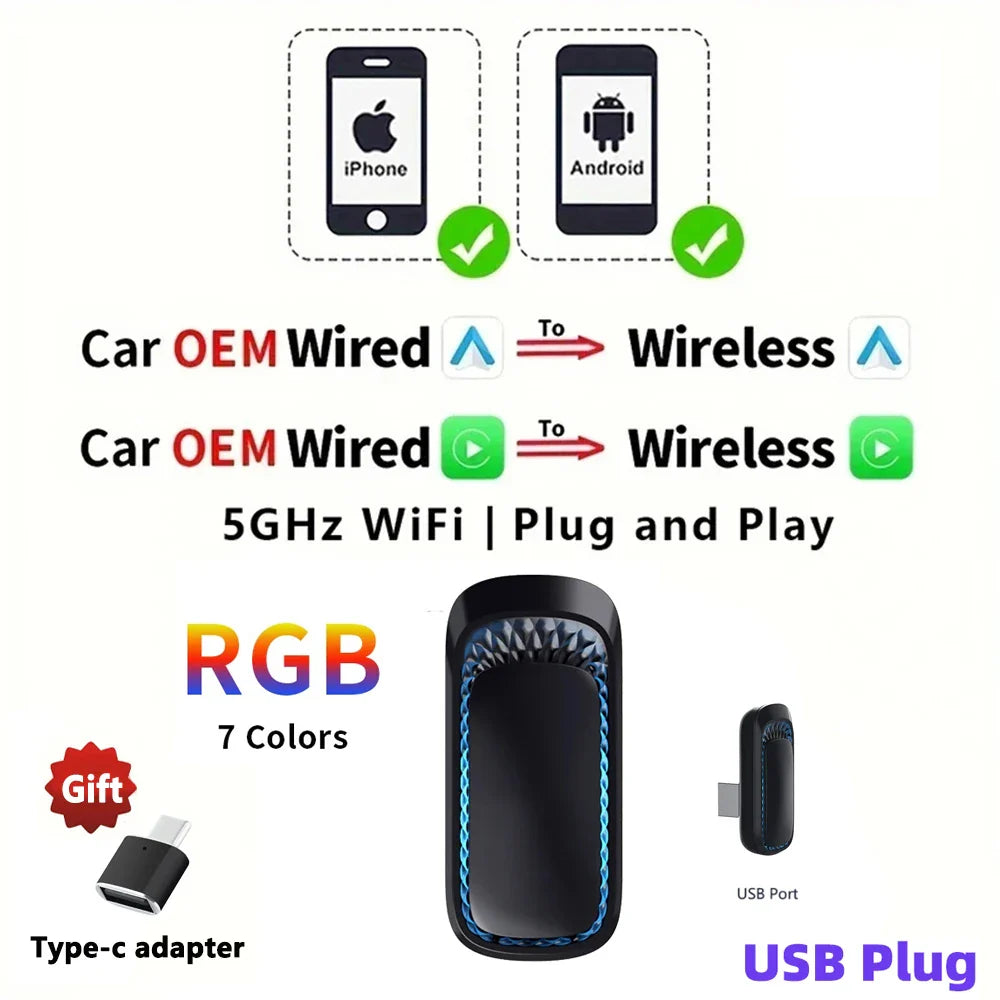 EKIY 2-in-1 AI Smart Box — Wireless CarPlay & Android Auto Adapter with Wired CarPlay for Car Intelligent Systems