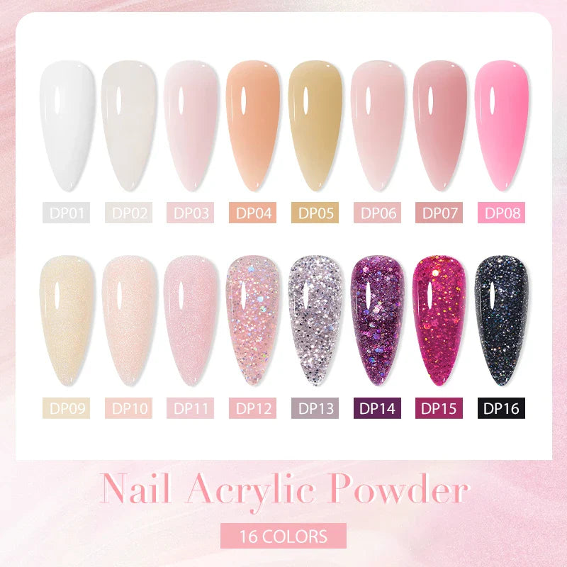 Nail Crystal Powder Kit – Acrylic Liquid Set with Pink & White Powder, Nail Brush for Extension & Carving, Beginner Set