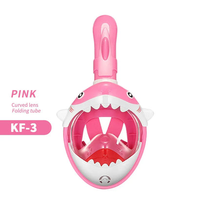 Kids Cartoon Full Face Snorkel Mask - Anti-Fog Swimming & Diving Mask for Boys and Girls