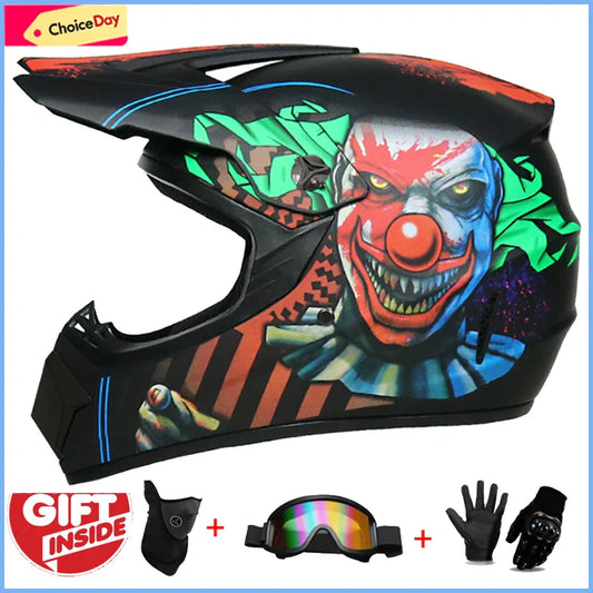 Youth & Kids Motorcycle Full Helmet - Children’s Motocross Casco Moto, Off-Road Protective Helmet with Goggles & Gloves