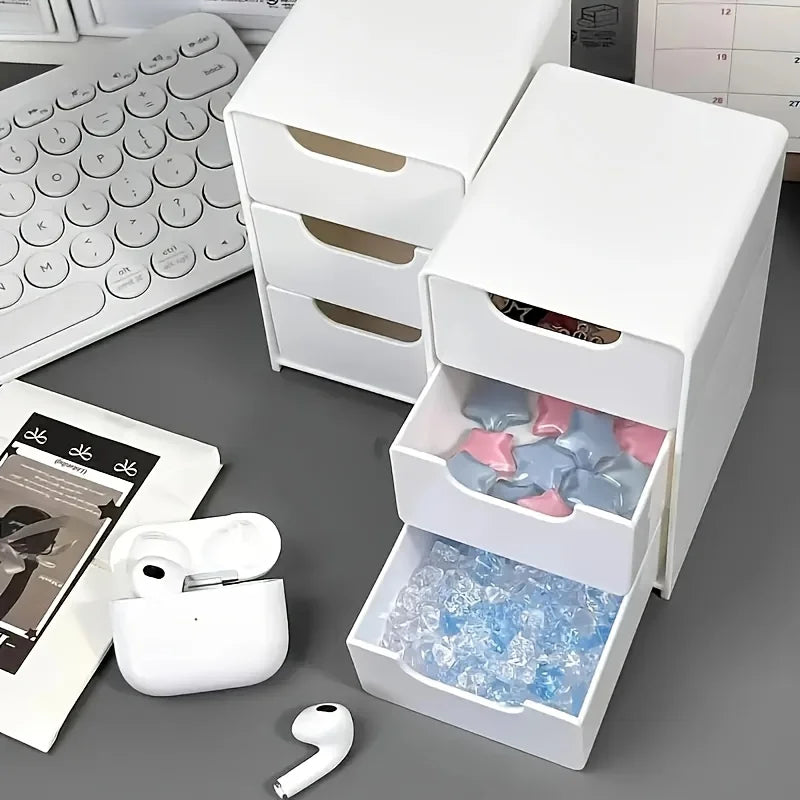 3-Tier Desk Organizer with Drawers – Portable Storage Box for Office Supplies, Jewelry & Cosmetics with Divider Compartments
